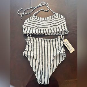 Tori Praver Swimwear Seafoam Striped Two-piece M